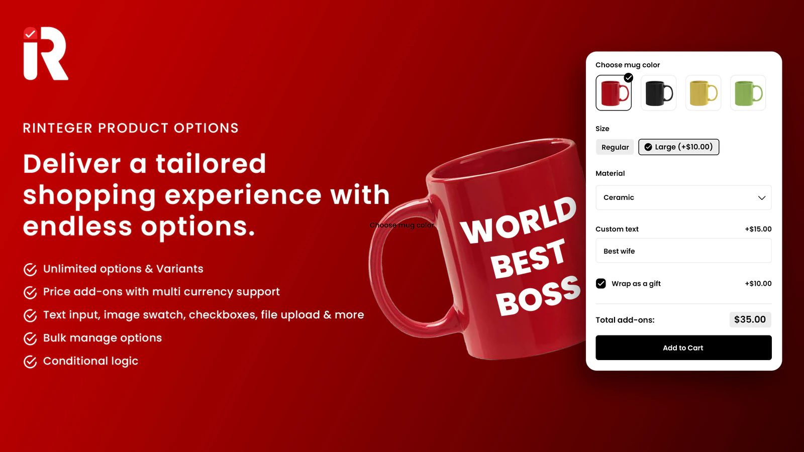 Custom product options for your Shopify products